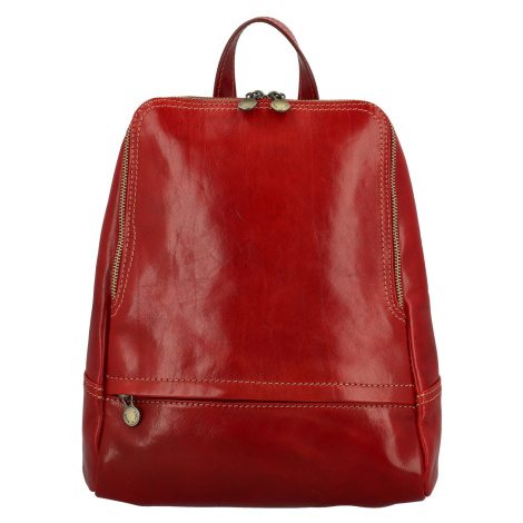 Luxusní dámský kožený batůžek Aristeos, červený Delami Vera Pelle