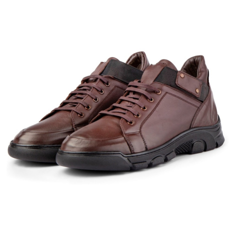 Ducavelli Flex Genuine Leather Men's Boots with Lace-Up Elastic Rubber Sole.