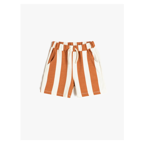 Koton Striped Cotton Shorts with Tie Waist with Pocket