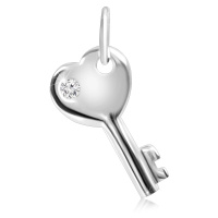 Přívěsek ze stříbra 925 - srdíčkový klíč se vsazeným zirkonem