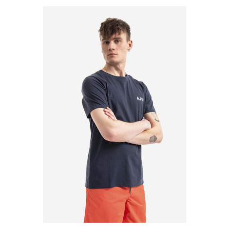Bavlněné tričko A.P.C. Mike tmavomodrá barva, s potiskem, COETL.H26053-DARKNAVY