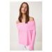 Happiness İstanbul Women's Candy Pink Madonna Collar Knitwear Sweater