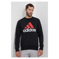 Bavlněná mikina adidas pánská, černá barva, s potiskem