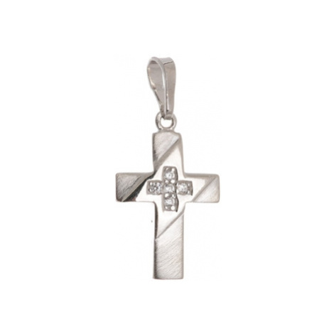 Stříbrný přívěšek křížek s čirým zirkonem STRZ0447F