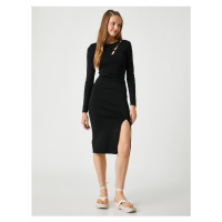 Koton Knitwear Skirt Midi With Slits Detailed and Ribbed