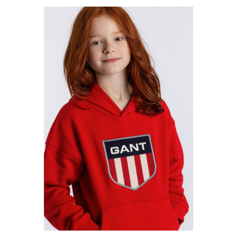 MIKINA GANT D1. RETRO SHIELD HOODIE červená