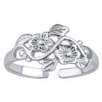 Silvego Otevřený stříbrný prsten na nohu květiny Alisa PRM12185R