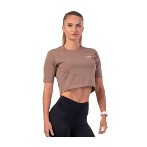 Nebbia Minimalist Logo Nebbia Crop Top 600 hnědý