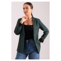 armonika Women's Emerald Herringbone Pattern Fold Sleeve Single Button Cachet Jacket