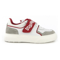 Tenisky dsquared logo mixed materials sneakers low lace up&strap bílá