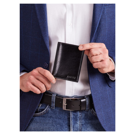 Černá pánská kožená peněženka bez zapínání Fashionhunters