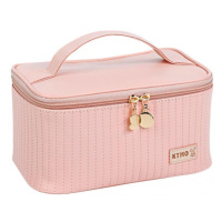 Růžový kosmetický kufřík s prošíváním