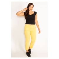 Dámské žluté džíny s pěti kapsami ve velikosti plus od značky Şans