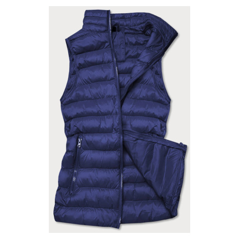 Tmavě modrá krátká dámská prošívaná vesta (23077-221) J.STYLE