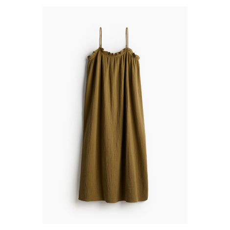 H & M - Bavlněné šaty's volánkovým lemem - zelená H&M