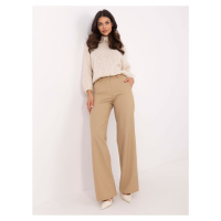 Béžové dámské kalhoty s vysokým pasem -beige Béžová