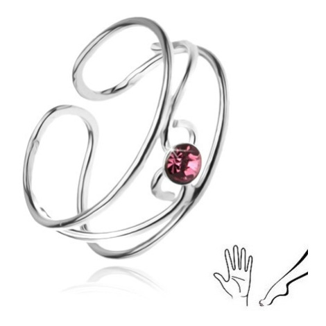 Prsten ze stříbra 925, vlnky s růžovým kamínkem Šperky eshop