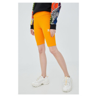 Kraťasy adidas Originals Adicolor HF7483 dámské, oranžová barva, s aplikací, high waist, HF7483-