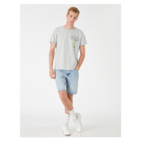 Koton Basic T-Shirt with a Printed Crew Neck