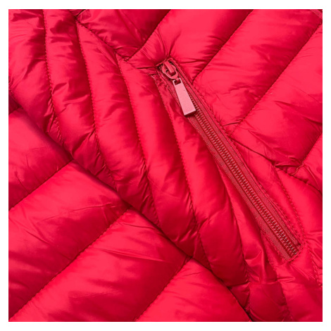 Červená prošívaná dámská bunda pro přechodné období (5M783-270) J.STYLE