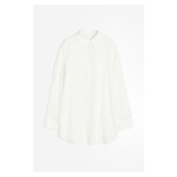 H & M - Dlouhá lněná košile - bílá