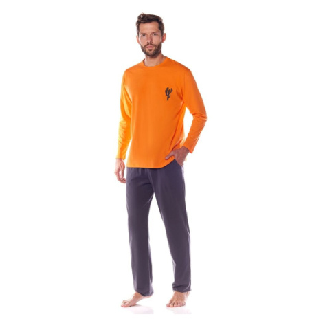 Pánské pyžamo Kamil oranžové s kaktusem L&L Collection