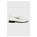 Kožené mokasíny Karl Lagerfeld MOKASSINO II dámské, bílá barva, na plochém podpatku, KL41430