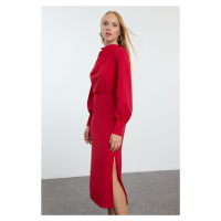 Trendyol Red Plain Midi Woven Dress