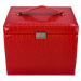 Velká luxusní šperkovnice v kufříkovém provedení Nelson, červená lak croco