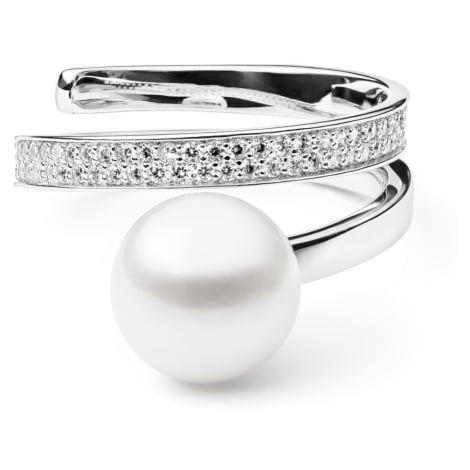 Luxusní prsten s pravou perlou a zirkony Planet Shop