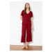Trendyol Pajama Set - Burgundy - Plain