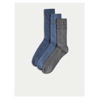 Sada tří párů pánských ponožek v modré a šedé barvě Marks & Spencer