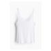 H & M - Ribbed vest top - bílá
