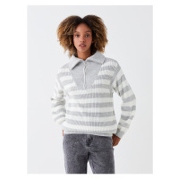 LC Waikiki Women's High Neck Striped Long Sleeve Knitwear Sweater