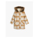 Koton Oversize Coat Hooded Faux Fur Detail Snap Snap Flap Pocket