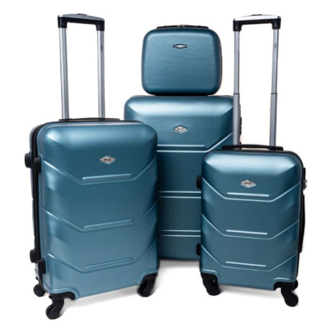 Rogal Tmavě tyrkysová sada 4 luxusních skořepinových kufrů "Luxury" - S (20l), M (35l), L (65l),