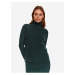 Tmavě zelený dámský žebrovaný svetr se stojáčkem TOP SECRET