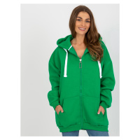 ZELENÁ DELŠÍ OVERSIZE MIKINA NA ZIP S KAPUCÍ -GREEN