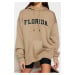 Trendyol Mink Fleece City Printed Oversize/Wide Fit Hooded Knitted Sweatshirt