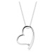 Stříbrný 925 náhrdelník - čirý briliant, nepravidelné srdce, kuličkový řetízek