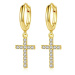 GRACE Silver Jewellery Stříbrné náušnice Zlatý Kříž - stříbro 925/1000 E-A-64-09(1)/208 Zlatá