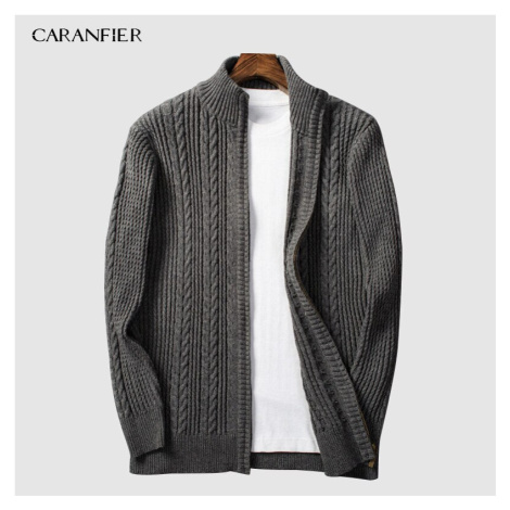 Copánkový pánský svetr na zip pletená bunda CARANFLER