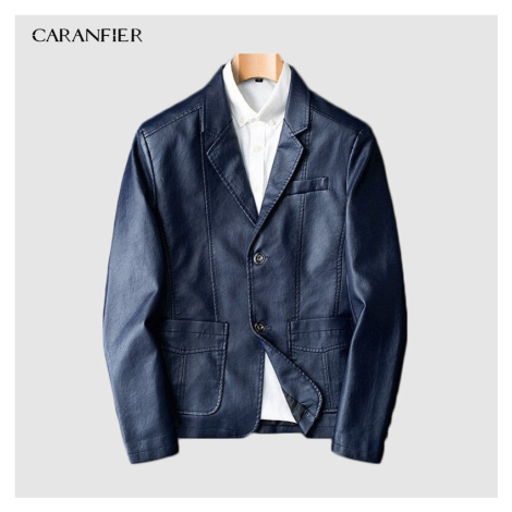 Elegantní kožená bunda pánská / sako na knoflíky CARANFLER