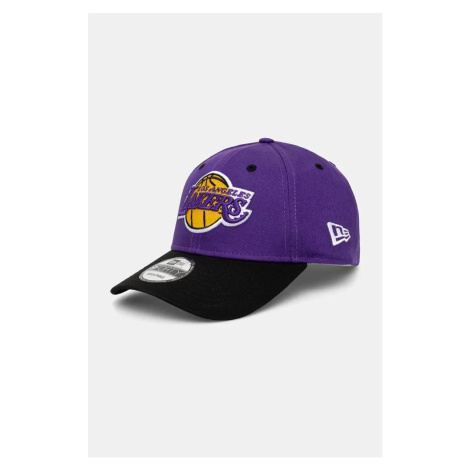 Bavlněná baseballová čepice New Era NBA SIDE PATCH 9FORTY® LOS ANGELES LAKERS fialová barva, s a