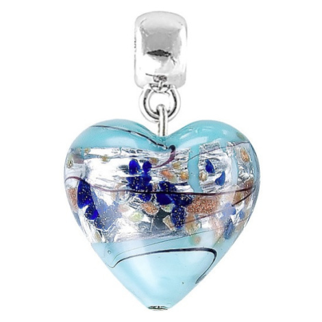 Lampglas Půvabný přívěsek Ice Heart s ryzím stříbrem v perle Lampglas S29