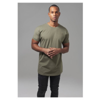 Pánské tričko krátký rukáv // Urban Classics Long Shaped Turnup Tee olive