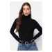 Trendyol Black Premium / Special Yarn Stojatý límec Základní pletený svetr