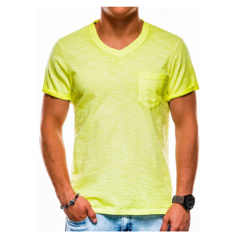 Ombre Clothing Bavlněné žluté pánské tričko s1053