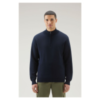 Svetr woolrich bicolor half-zip sweater modrá