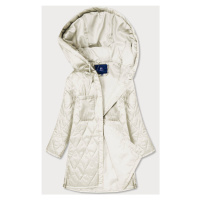 Dámská prošívaná oversize bunda v ecru barvě s kapucí (AG5-010)